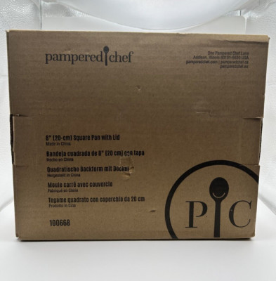 Pampered Chef 8'' (20-cm) Square Pan With Lid #100668 - BRAND NEW