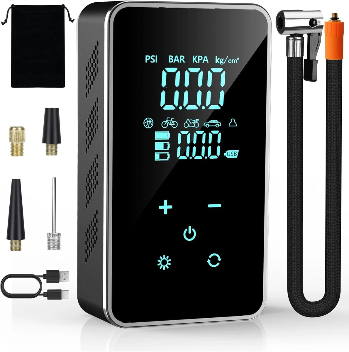 Tire Inflator Portable Air Compressor Air Pump for Car 18000mAh Yx15 black