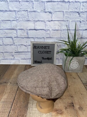 JAXSON WOOL BLEND BROWN CABBIE/NEWSBOY HAT VERY GOOD CONDITION L