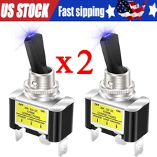 2x Blue LED Light 3Pin Rocker Toggle ON/Off  Switch 30A 12V for Car Boat Marine