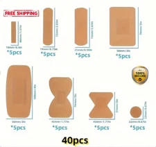 40pcs Waterproof Tape Bandages – Flexible PE, Cushioned, Individual Packs - NEW