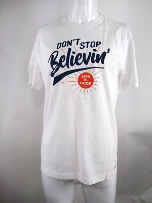 Life is Good Men S/S Crusher Tee Don't Stop Believin' White Medium 68976