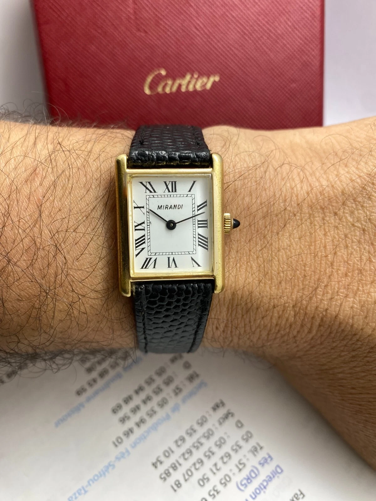 Vintage Watch Tank Mirandi Hand Winding Roman Chiffre Gold Plated 23mm 1970s