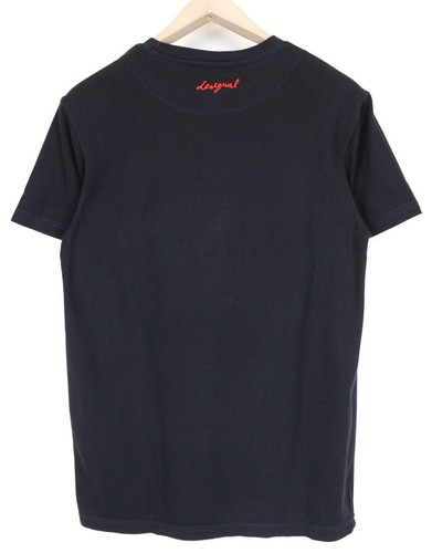 DESIGUAL Ystra Men T-Shirt S Blue Cotton Stretch Short Sleeved Pullover Logo - Picture 2 of 9