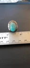 Heavy Vintage 925 Sterling Silver Stamped Twisted Wire Spiderweb Turquoise Ring