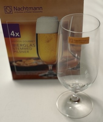 4 Elegant Nachtmann Riedel Stemmed Pilsner Glass 7'' / 13 Oz Crystal Germany NEW