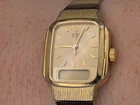 Vintage Womens Seiko E029-5159 Gold Tone Analog Digital Watch Untested