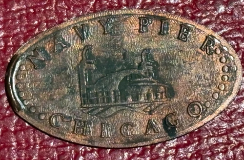 VINTAGE ELONGATED LINCOLN MEMORIAL CENT NAVY PIER CHICAGO ILLINOIS-AGT174