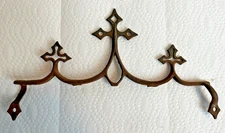 Antique Cast Iron Cemetery Fence Topper 3 Crosses Halloween Goth Medieval Decor