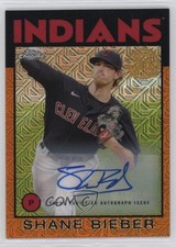 2021 Topps Silver Pack 1986 Chrome Baseball Orange /25 Shane Bieber Auto q2x
