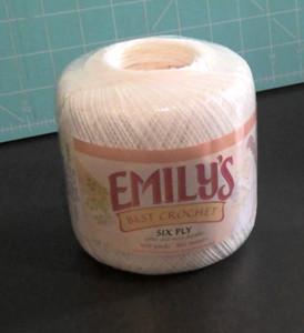 Omega Brand Emily's Best Crochet Cotton Thread. Six Ply ~ Size 10 400 yds. WHITE