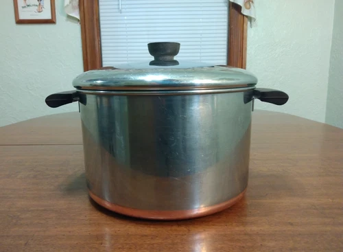 Vintage Revere Ware 1801 Copper Bottom 8 Qt Stock Pot Pre 1968 W/ Lid 2363973