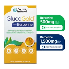 Doctors’ Preferred GlucoGold Berberine Blood Sugar Support 63 Tabs Exp. 03/2026