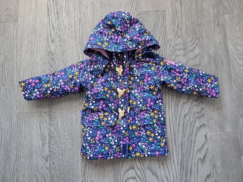 New Jojo Maman Bebe Girls Toggle Coat Flowers 12-18m
