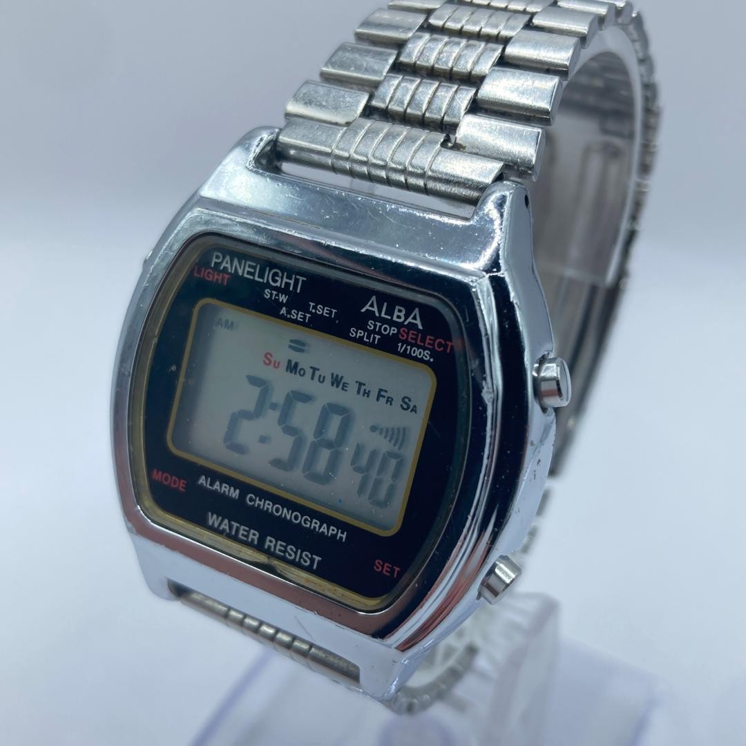Watch Digital SEIKO Tested ALBA Silver Black Chronograph Quartz - vintagewatches.pk