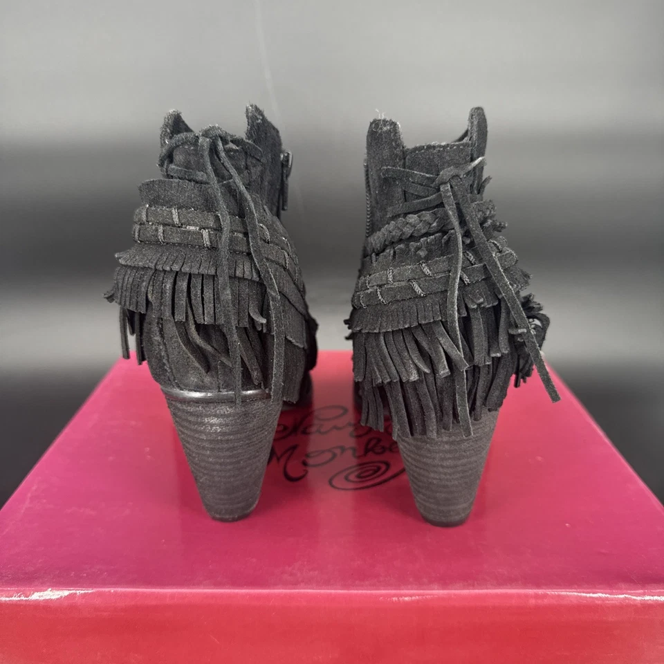 Botas al tobillo Naughty Monkey para mujer de cuero boho en Lyne negras talla 6 Foto 3 de 4