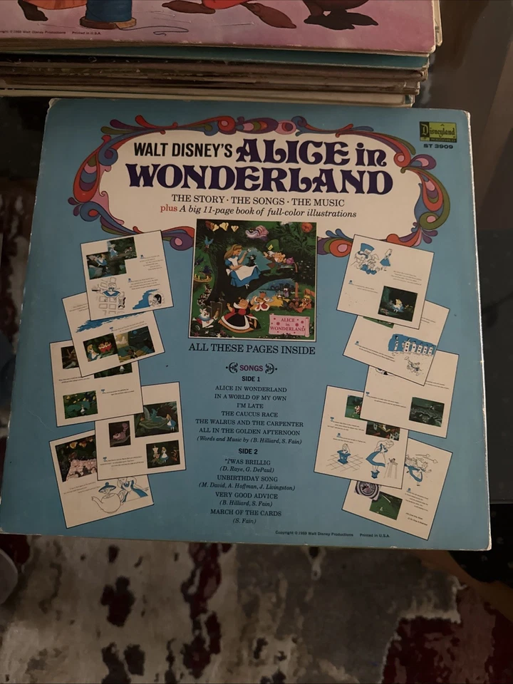 Disco de vinil história e músicas de Alice no País das Maravilhas de Walt Disney - Imagem 2 de 3