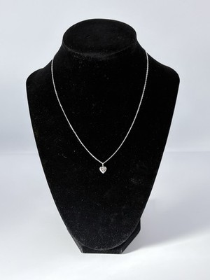 14K GOLD KLEINER HERZ ANHÄNGER mit einer 16 Zoll Weißgold Kette über 925 (12 x 7 mm)