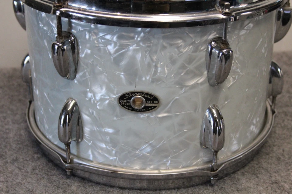 SLINGERLAND 70s Vintage 12 x 8 Rack Tom Drum Marine Pearl 5 Camadas - Imagem 2 de 4