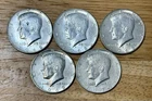 40% Silver Kennedy Half Dollar 5-Coin Lot, Circulated, 0.81 Oz ASW, Free Ship