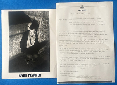 Foster Pilkington In The Town 1986 Promo Photograph 10x8'' & Press Release Letter