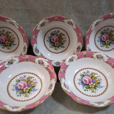 Royal Albert Lady Carlyle Salatschüssel 5-teiliges Set rosa gebraucht Japan