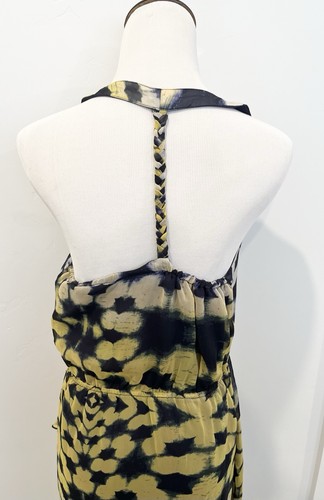 Olive & Oak Halter Asymmetrical Tie Dye Boho Dress Navy Yellow Women’s Size S - Picture 8 of 11