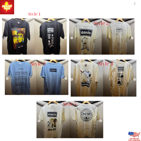 Oasis Live 25 Tour Collection T-Shirt 2025 Concert Weekend Gigs
