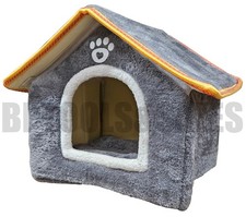 Pet Roof House Dog Cat Foldable Bed with Cushion Kennel Mat Puppy Warm and Cozy