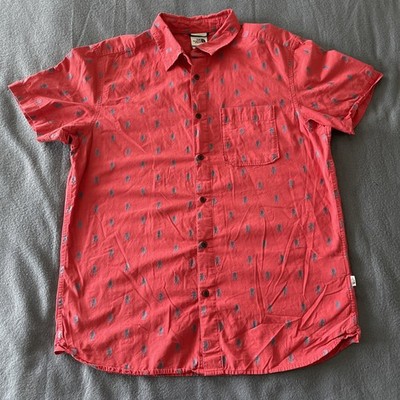 The North Face Shirt Men's Large Baytrail  Hiker All Over Print Button Up Salmon