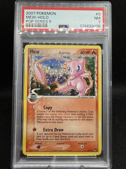 2007 Pokemon Mew Delta Species Holo Pop Series 5 HOLO BLEED CORRECTED BACK PSA 7