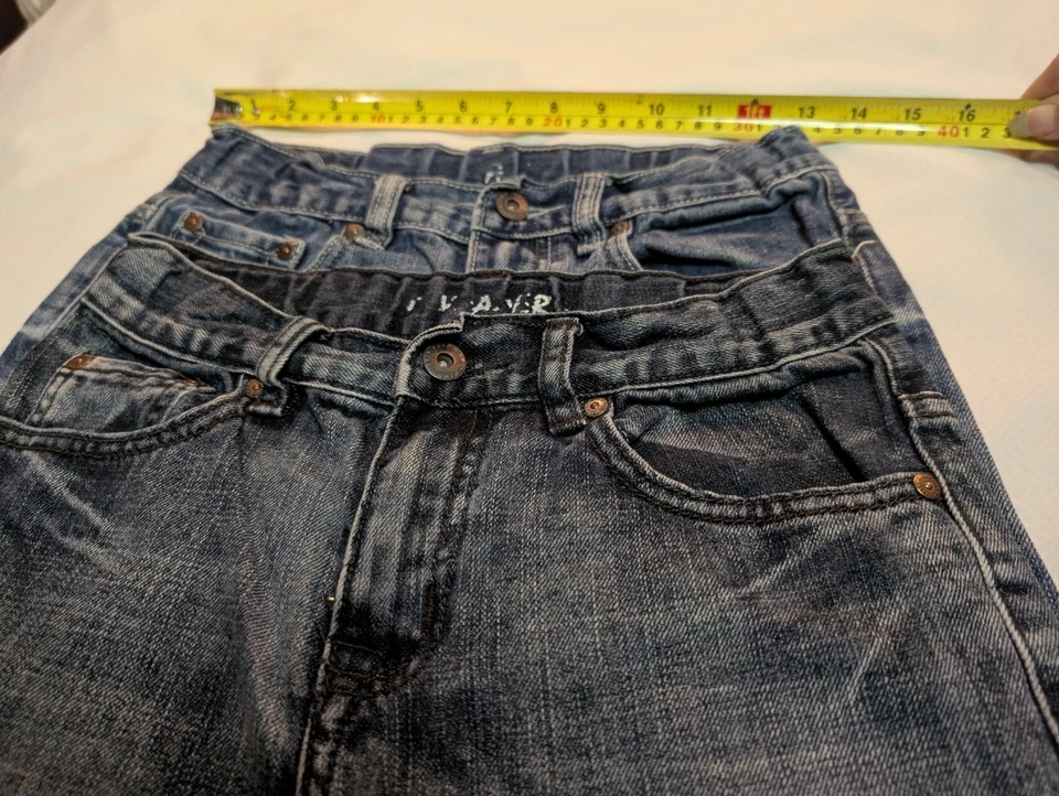 2 Pares Niño Juvenil Talla 12 Flypaper Marca Med-dk Denim Patrones En Bolsillos Traseros Foto 3 de 4