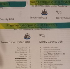 2026-27 NEWCASTLE UNITED U18 v DERBY COUNTY U18 (THE OFFICIAL TEAM-SHEET)