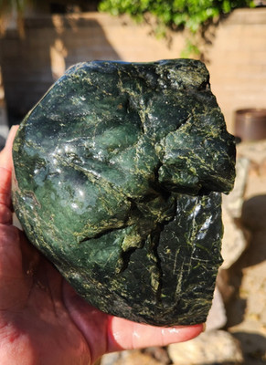 Jade Cove Jade Faced Rough Carving Rock Nodule 6.5''X4.7''X4'' 6 Pounds See Video