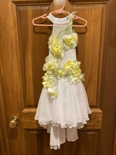 Lyrical Contemporary Costume Child Medium Asymmetrical Mesh w/ Stones Flowers