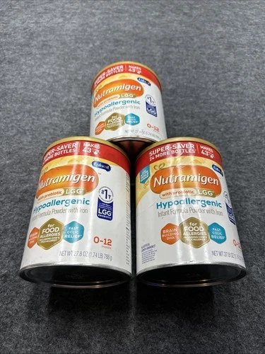 3 X Cans Enfamil Nutramigen W/ Probiotic LGG Infant Powder Formula 27.8 oz 10/27