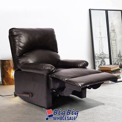 Recliner Sofa Single Couch Reclining Brown Pvc Leather Cushion Theater Lounger Recliner Sofa Single Couch Reclining, Leather Recliner Sofa Chair