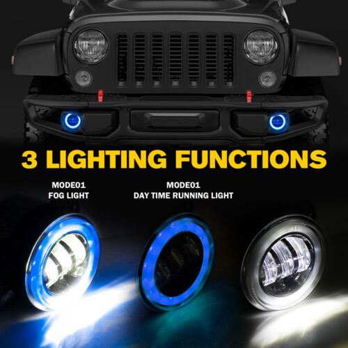 Luces antiniebla LED 2x 4 pulgadas parachoques delantero luces de conducción para Jeep Wrangler JK JL JT - Imagen 4 de 16