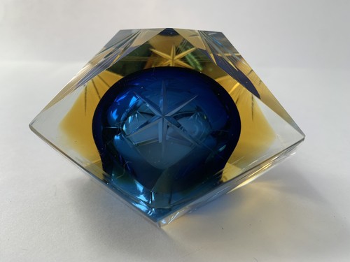 GLAS MURANO Flavio Poli ~ Untergetaucht Kobaltblau + Gold Aschenbecher Trinkset ITALIEN - Bild 9 von 24