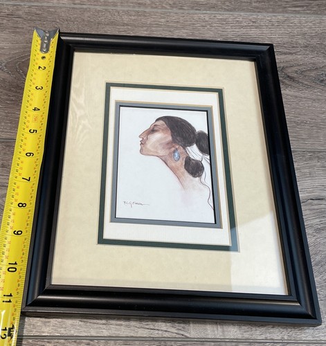 R. C. GORMAN Prints Lot Of 2 Portrait Of Angelina Woman Blanket Matching Frames - Picture 7 of 11