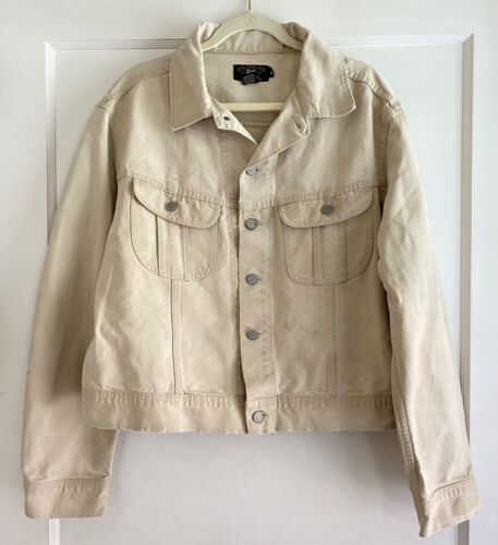 RRL Double RL Vintage Beige Tan Denim Trucker Jacket Size XL Made