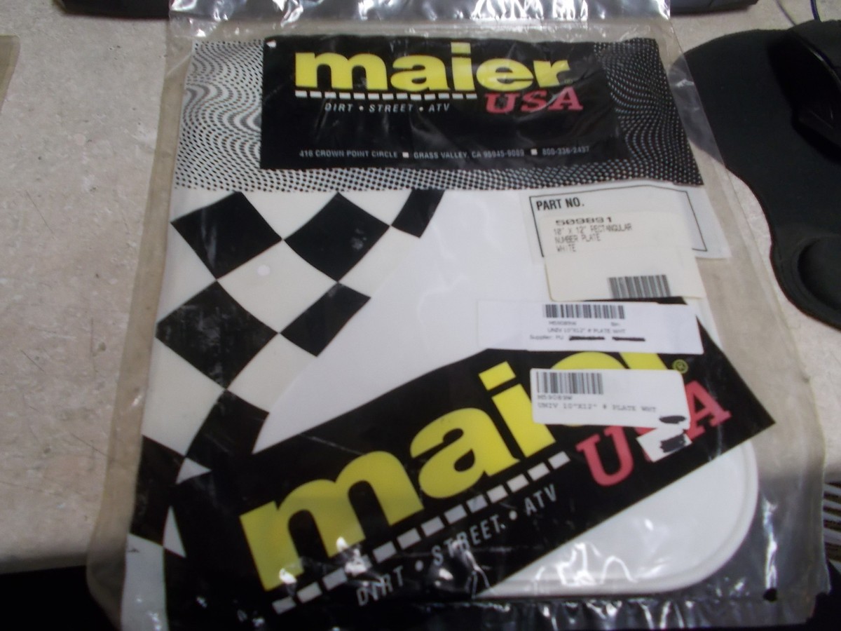 NOS Maier Rectangular Number Plate (10X12) White M59089W | eBay