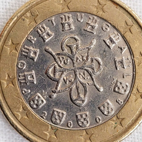 Moneta da 1 euro Portogallo 2008 con errore di conio - Foto 1 di 3