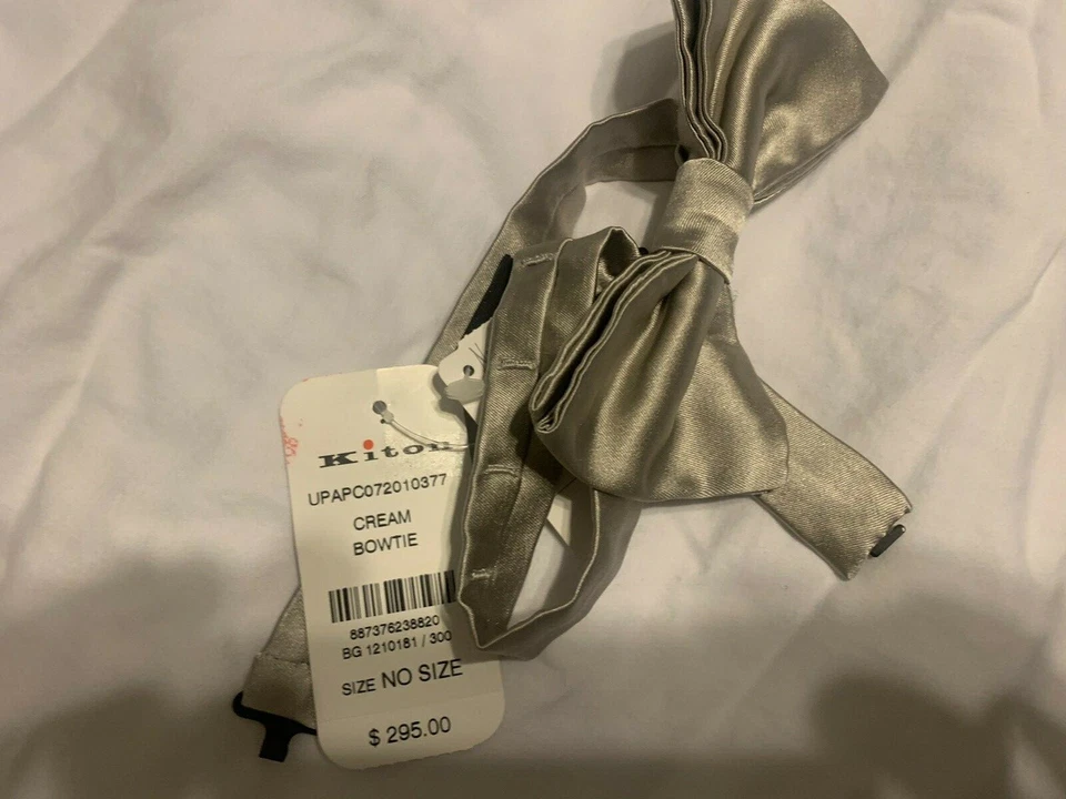 KITON твердый атласный шелковый галстук-бабочка ручной работы Италия - Изображение 2 из 4