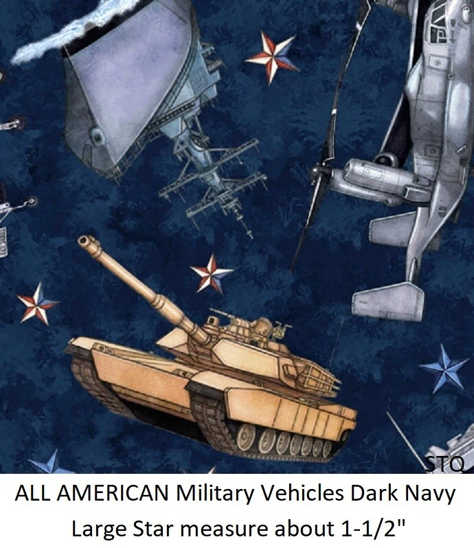 AMERICAN Militar Tanque Jet Ship Helo algodón acolchado tela tesoros rojo Foto 3 de 4