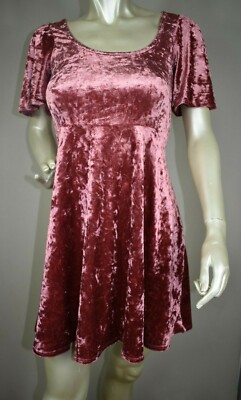 The Vanity Room Velour Fit Flare Rose Gold Dress Size XS NWT