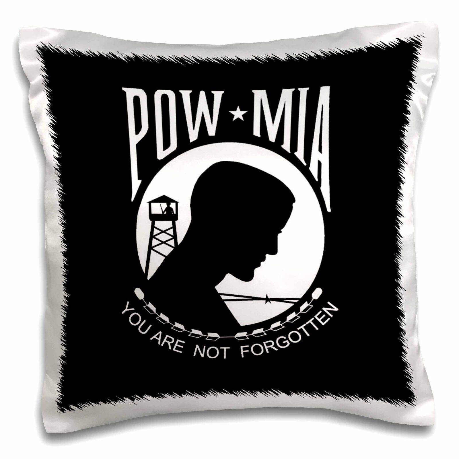 3Drose POW MIA Black White 16x16 Inch Pillow Cover