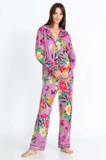 Johnny Was Lounge 2 Piece Long Sleeve Pant Purple Goza Sleepwear Pj Set New M