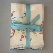 Vtg Handmade Liquid Embroidery  Butterfly And Daisy Pillowcases His And Hers