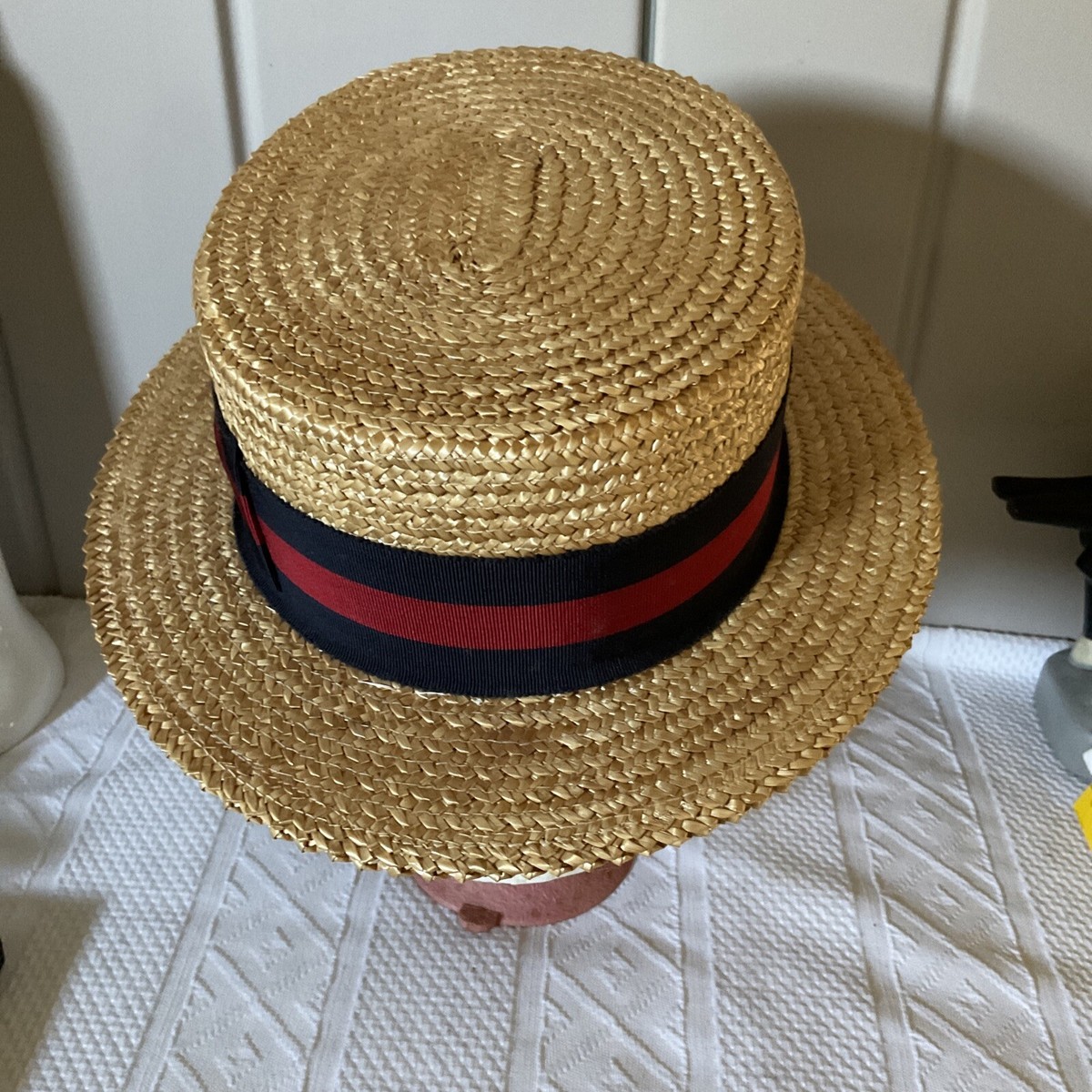 Straw boater hat medium genuine Venice Italy Italian Straw Skimmer Hat – Village Hat Shop main image 4